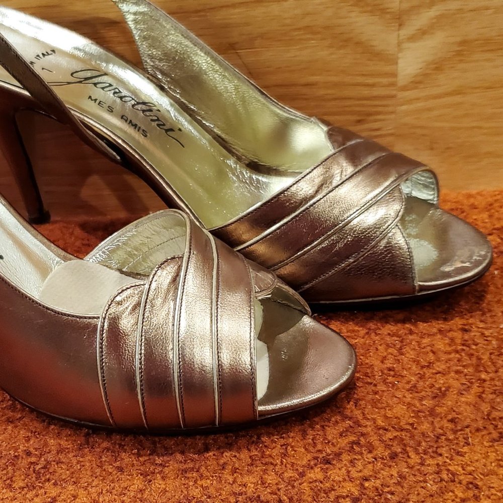 Vintage Garolini Mes Ami Gold slingback, open toe - Picture 3 of 6